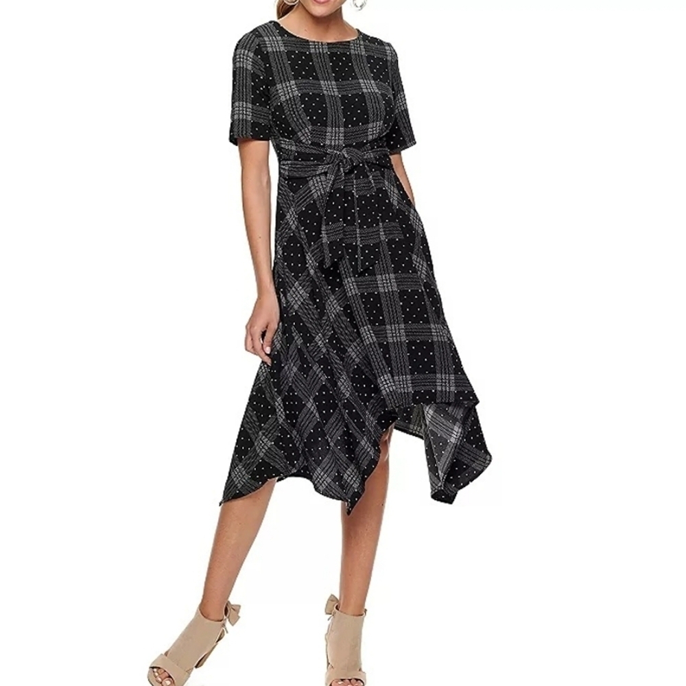 Elle Dress Women's Black White irregular hem Dress Sz XXL NWT